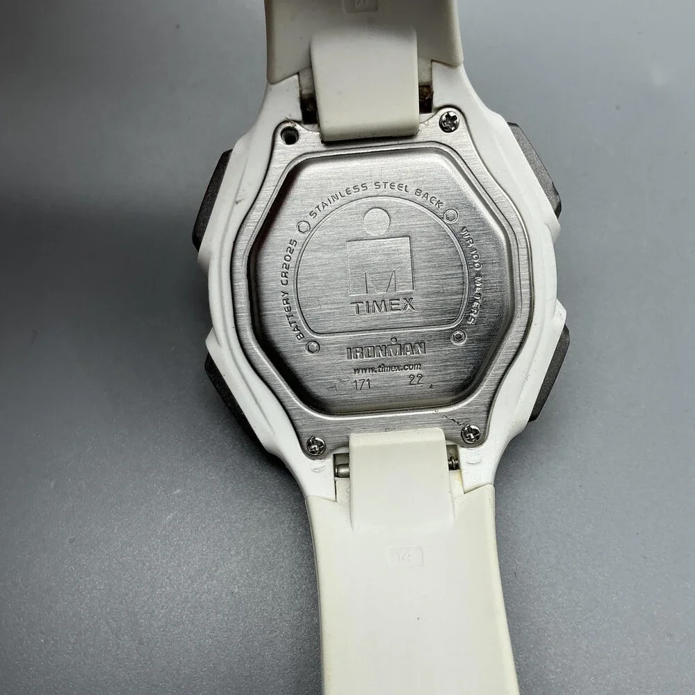 Timex Ironman 30 Lap Womens Watch 32mm Digital White Resin Indiglo New Battery